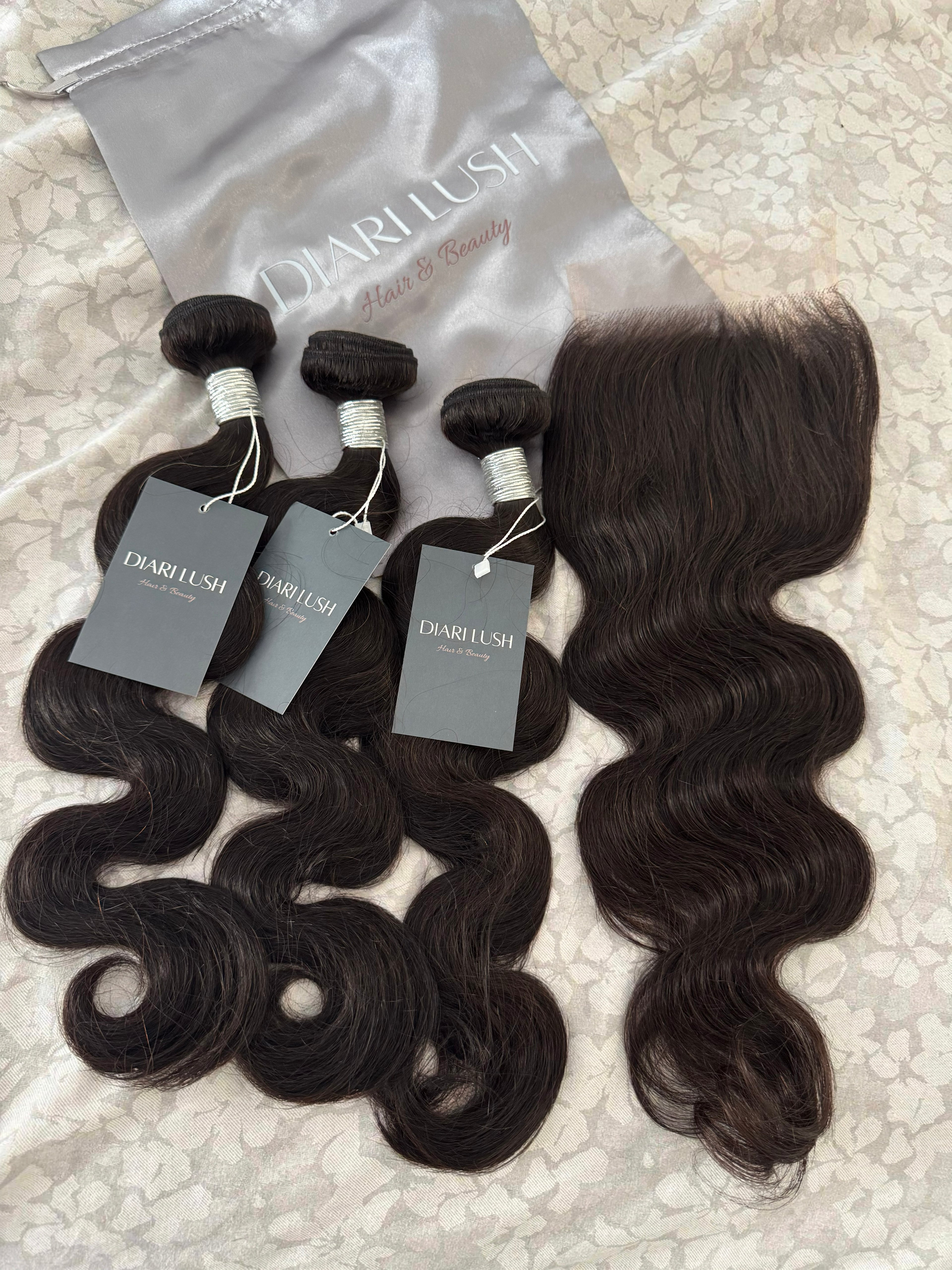 Bouncy Body Wave HD Closure + 3 Bundles Install Set