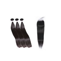 Silky Straight HD Closure + 3 Bundles Install Set